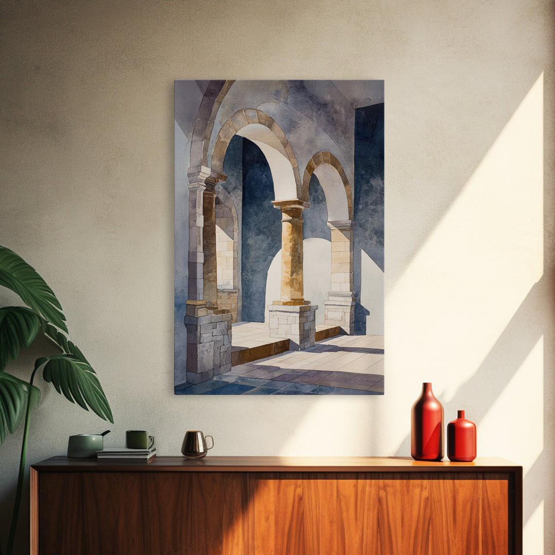 High Contrast Architectural Arches and Shadows Canvas Print, Black and White Art, Original Art, Living Room Decor, Monochrome, BAW-2x3-59