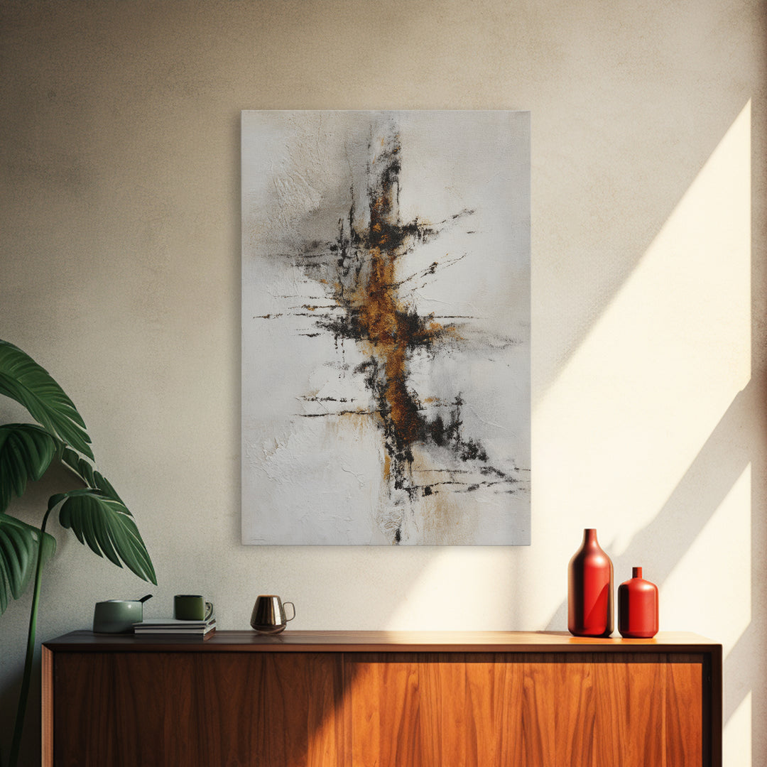 Abstract Charcoal Gestures on White Paper Canvas Print, Black and White Art, Printable, Living Room Decor, Monochrome, BAW-2x3-60