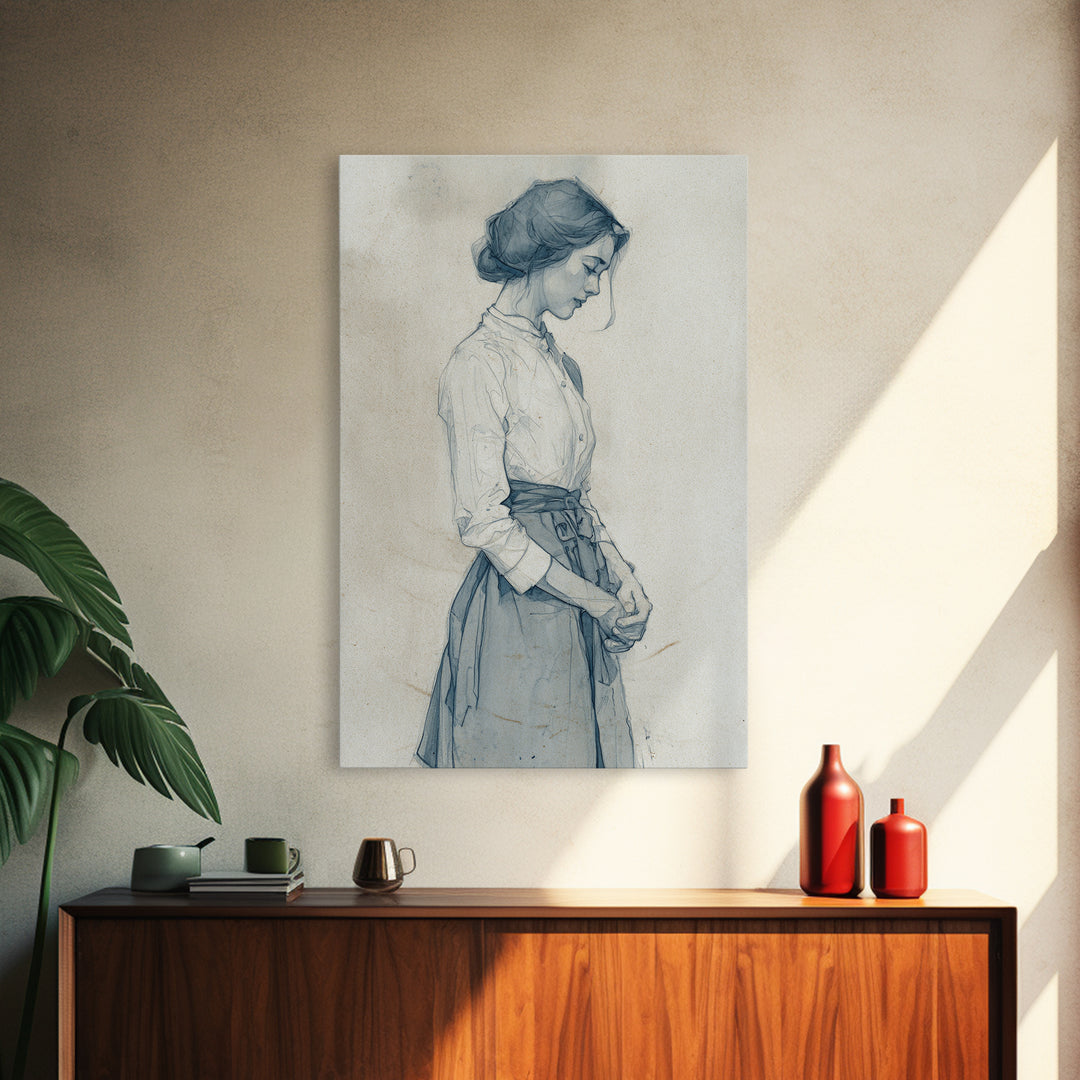 Classic Nude Figure Sketch Canvas Print, Black and White Art, Apartment Decor, Living Room Decor, Fine Art, Monochrome, BAW-2x3-65