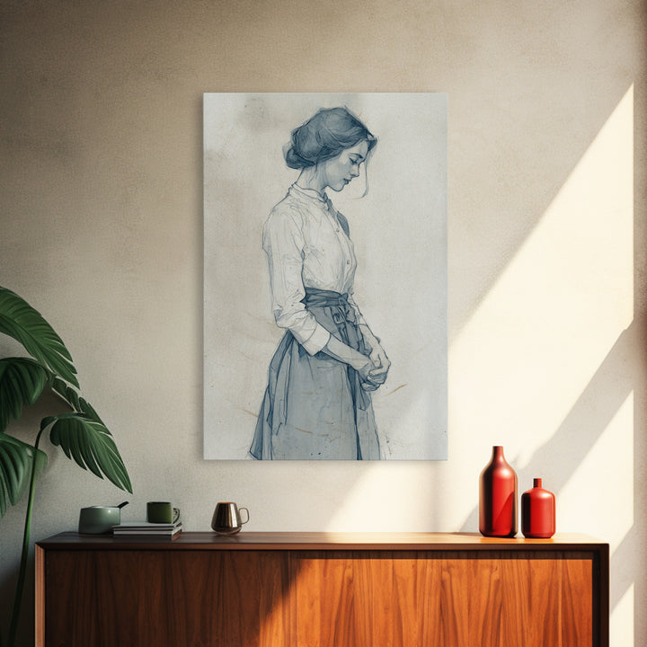 Classic Nude Figure Sketch Canvas Print, Black and White Art, Apartment Decor, Living Room Decor, Fine Art, Monochrome, BAW-2x3-65