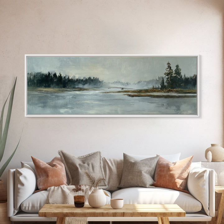 Misty Bridge Landscape Canvas Print, Black and White Art, Photo Prints, Living Room Decor, Watercolor Art, Monochrome, BAW-3x1-11