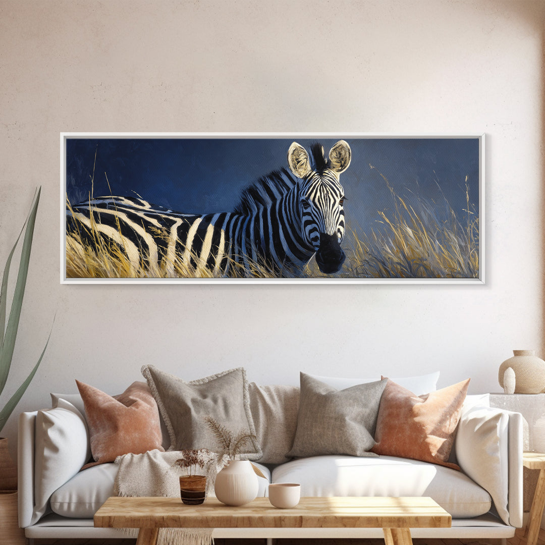 Zebra Stripe Closeup as Graphic Abstraction Canvas Print, Black and White Art, Cabin Decor, Living Room Decor, Abstract Art, BAW-3x1-24