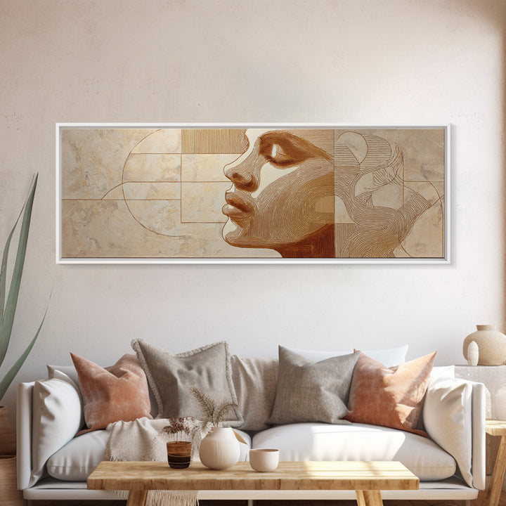 Monochrome Female Profile Canvas Print, Black and White Art, Photo Prints, Living Room Decor, Abstract Art, Monochrome, BAW-3x1-41