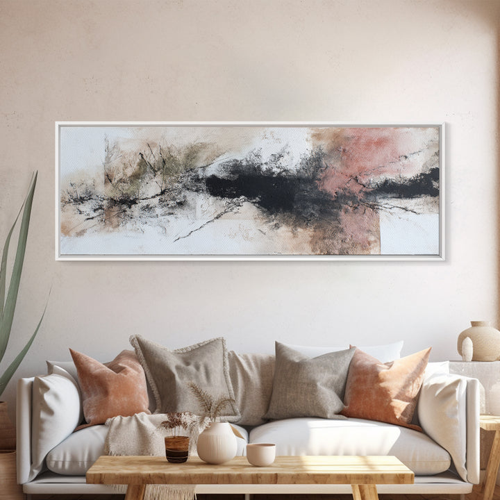 Abstract Charcoal Gestures on White Paper Canvas Print, Black and White Art, Home Decor, Living Room Decor, Monochrome, BAW-3x1-68