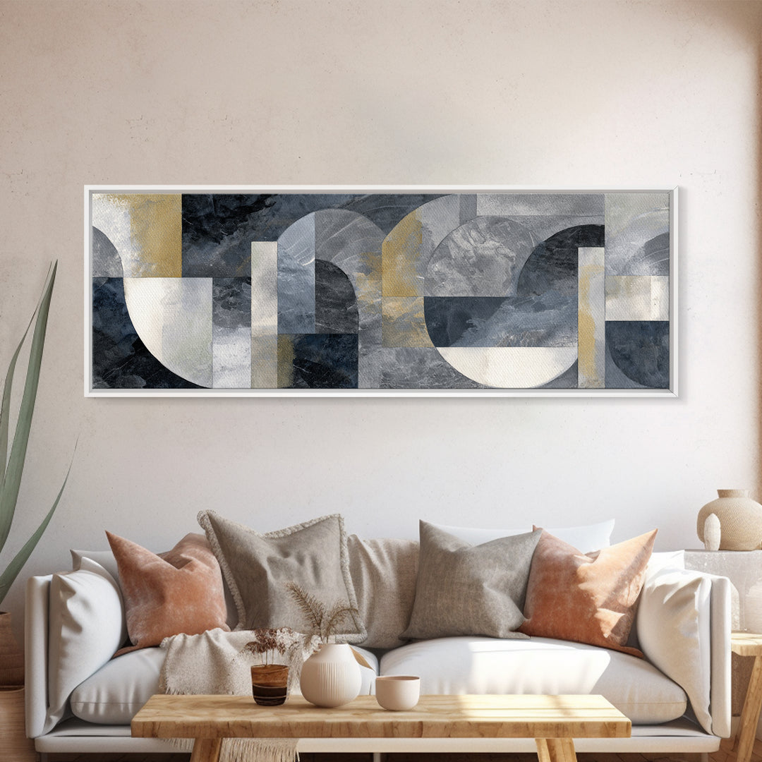 Abstract Marble Texture Framed Canvas Print, Black and White Art, Original Art, Living Room Decor, Abstract Art, Monochrome, BAW-3x1-79