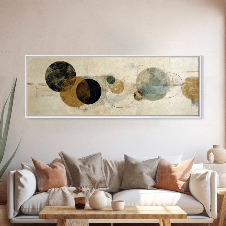 Large Circle and Line Abstract Canvas Print, Black and White Art, Wall Art, Living Room Decor, Abstract Art, Monochrome, BAW-3x1-88