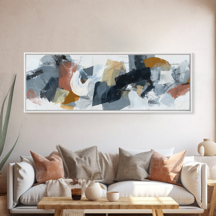 Abstract Charcoal Gestures on White Paper Canvas Print, Black and White Art, Art Prints, Living Room Decor, Monochrome, BAW-3x1-92