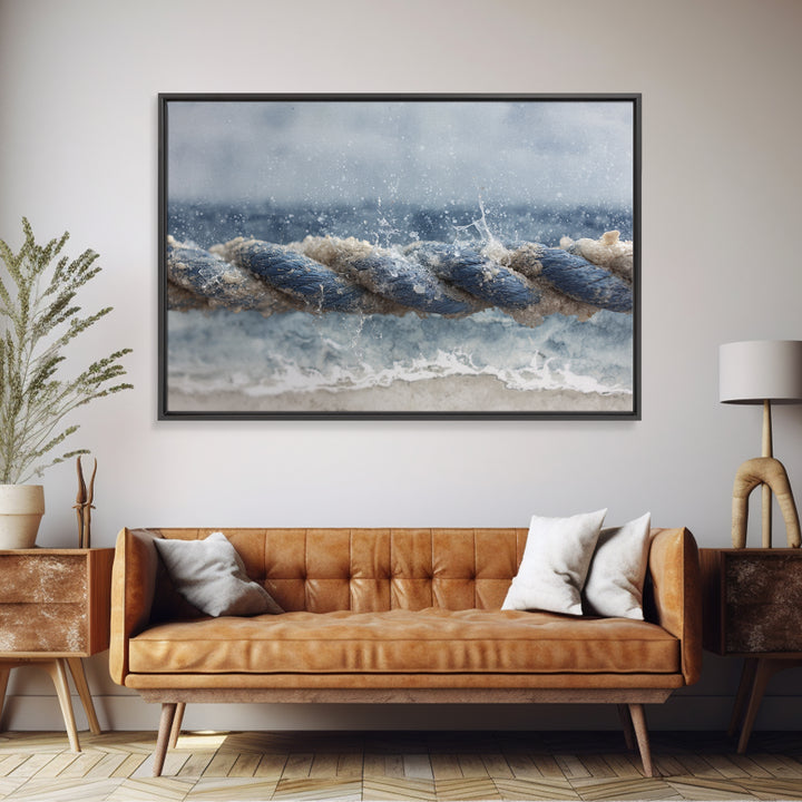 Stormy Ocean Wave Framed Canvas Print, Black and White Art, Gothic Decor, Living Room Decor, Oil Painting, Monochrome, BAW-3x2-14