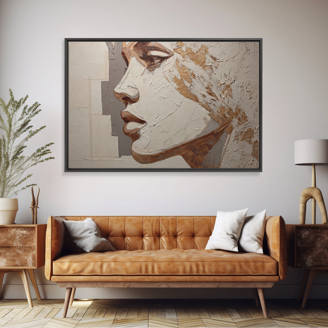 Monochrome Female Profile Canvas Print, Black and White Art, Modern Decor, Living Room Decor, Abstract Art, Monochrome, BAW-3x2-29