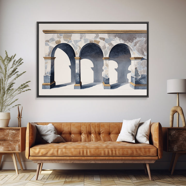 High Contrast Architectural Arches and Shadows Canvas Print, Black and White Art, Statement Artwork, Living Room Decor, BAW-3x2-31
