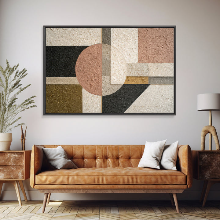 Geometric Bauhaus Grayscale Shapes Canvas Print, Black and White Art, Abstract Wall Art, Living Room Decor, Monochrome, BAW-3x2-46