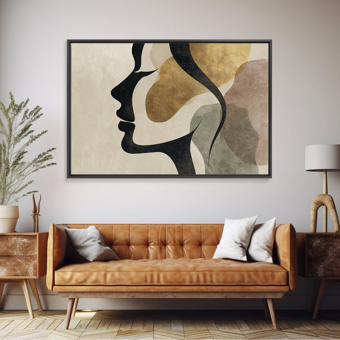Monochrome Female Profile Canvas Print, Black and White Art, Modern Decor, Living Room Decor, Abstract Art, Monochrome, BAW-3x2-53
