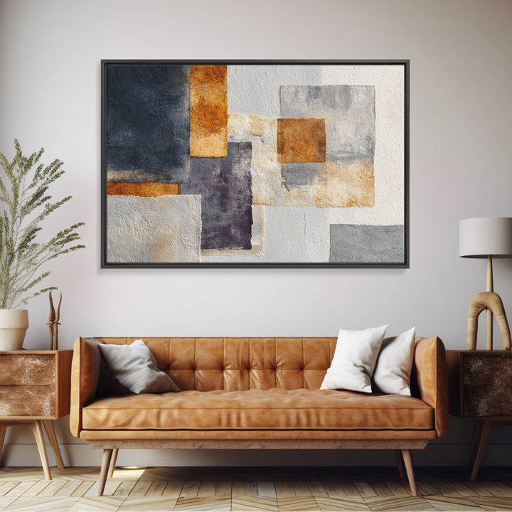 Geometric Bauhaus Grayscale Shapes Canvas Print, Black and White Art, Abstract Wall Art, Living Room Decor, Monochrome, BAW-3x2-70