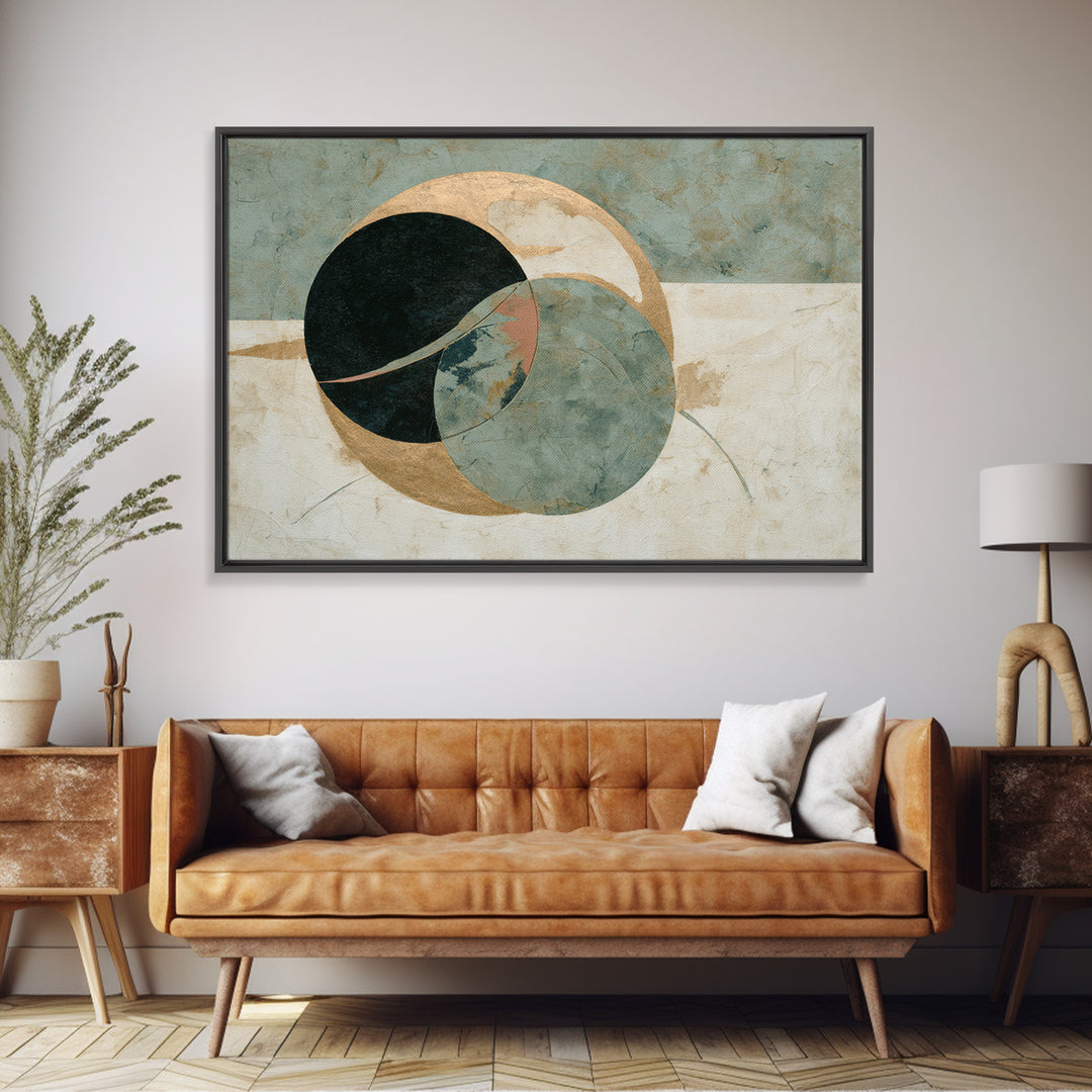 Large Circle and Line Abstract Canvas Print, Black and White Art, Luxury Decor, Living Room Decor, Abstract Art, Monochrome, BAW-3x2-76