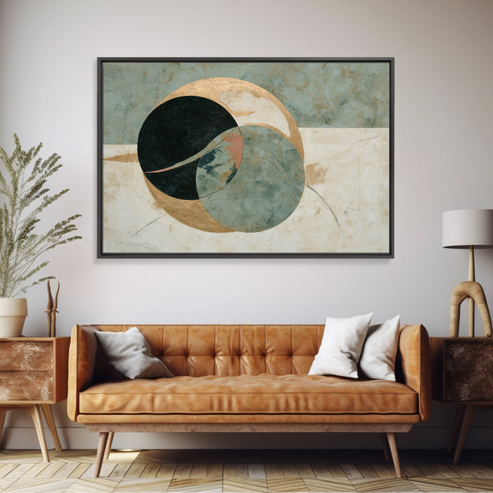 Large Circle and Line Abstract Canvas Print, Black and White Art, Luxury Decor, Living Room Decor, Abstract Art, Monochrome, BAW-3x2-76
