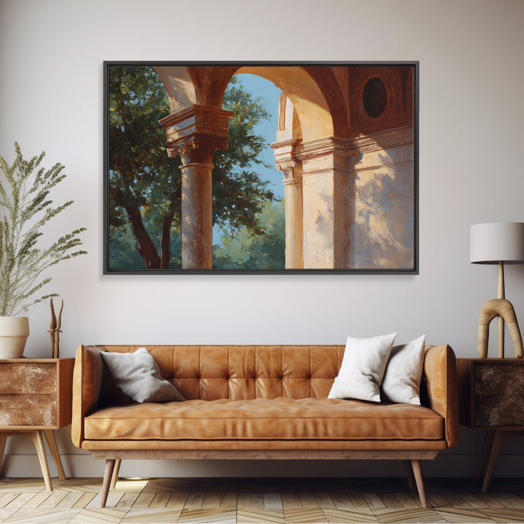 High Contrast Architectural Arches and Shadows Canvas Print, Black and White Art, Luxury Decor, Living Room Decor, Monochrome, BAW-3x2-79