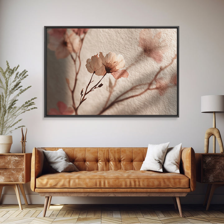 Minimal Botanical Branch Framed Canvas Print, Black and White Art, Modern Art, Living Room Decor, Watercolor Art, Monochrome, BAW-3x2-82