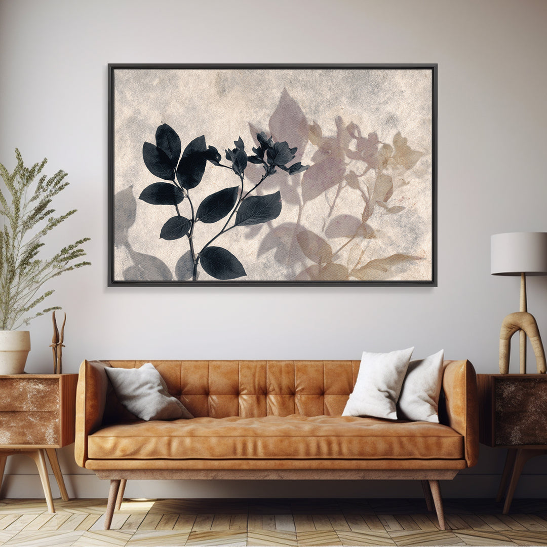 Black and White Botanical Specimen Plate Canvas Print, Black and White Art, Printable Wall Art, Living Room Decor, Monochrome, BAW-3x2-99