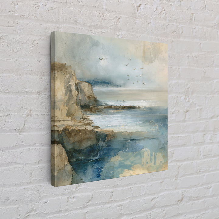 Coastal Cliffs with Gulls and Sea Spray Canvas Print, Beach Art, Wall Art Print, Coastal Decor, Fine Art, Shore, Beach Prints, BEA-1x1-35