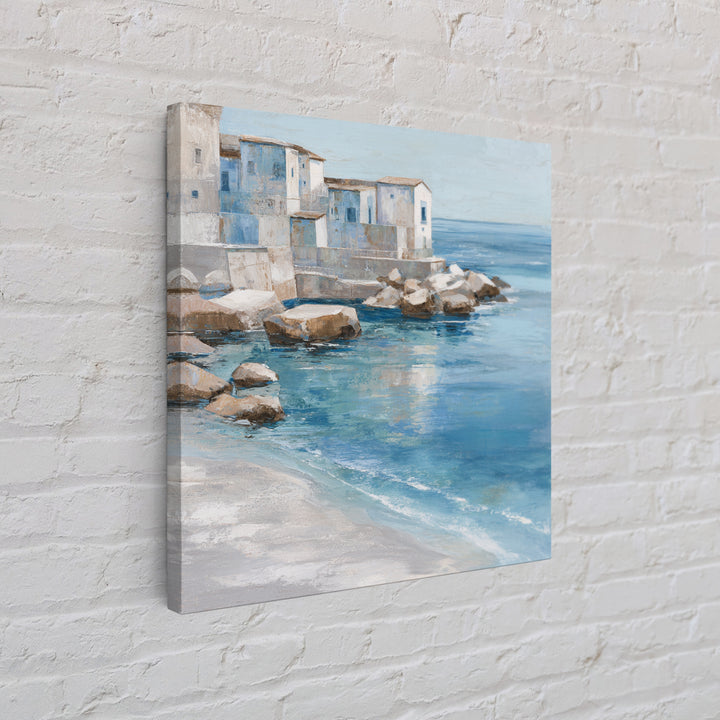 Mediterranean Cove with Clear Water Framed Canvas Print, Beach Art, Beach, Coastal Decor, Fine Art, Shore, Beach Decor, BEA-1x1-44