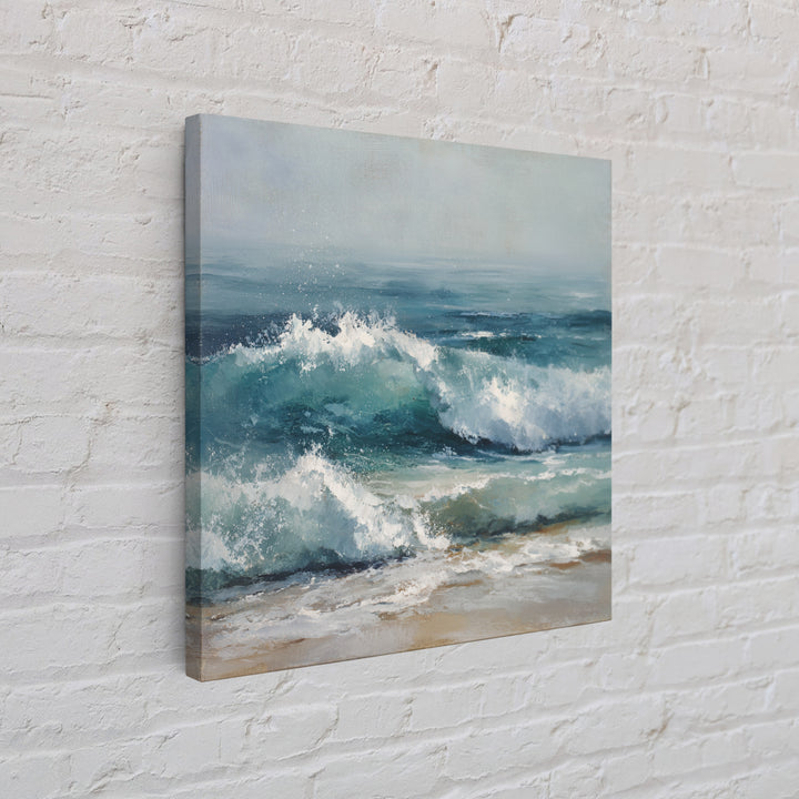 Stormy Ocean Wave Canvas Print, Beach Art, Textured Painting, Coastal Decor, Oil Painting, Shore, Digital Wall Art, BEA-1x1-81