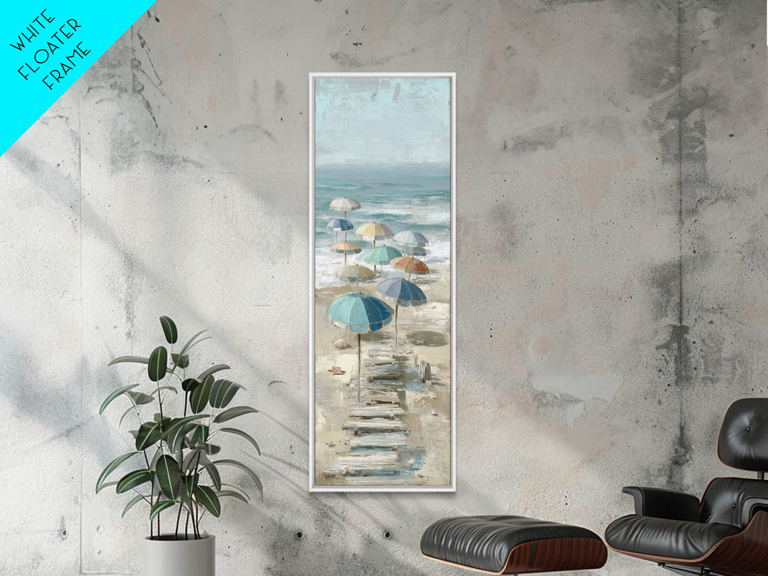 Beach Umbrella Pattern Canvas Print, Beach Art, Contemporary Art, Coastal Decor, Fine Art, Shore, Original Art, Abstract Art, BEA-1x3-44