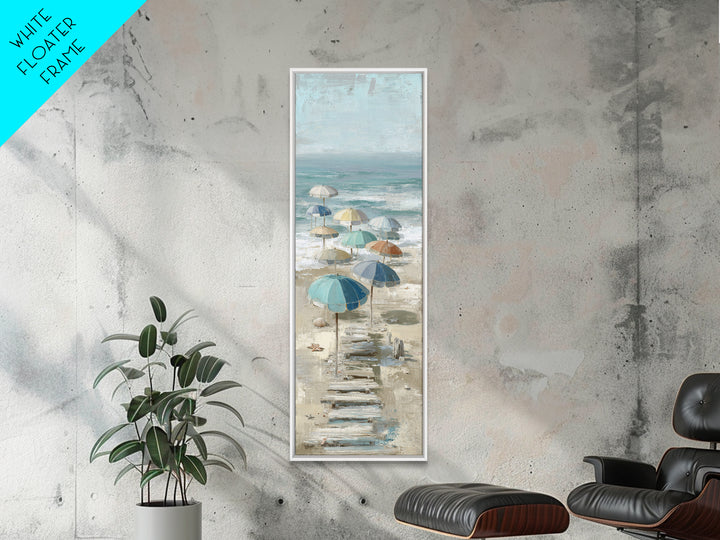 Beach Umbrella Pattern Canvas Print, Beach Art, Contemporary Art, Coastal Decor, Fine Art, Shore, Original Art, Abstract Art, BEA-1x3-44