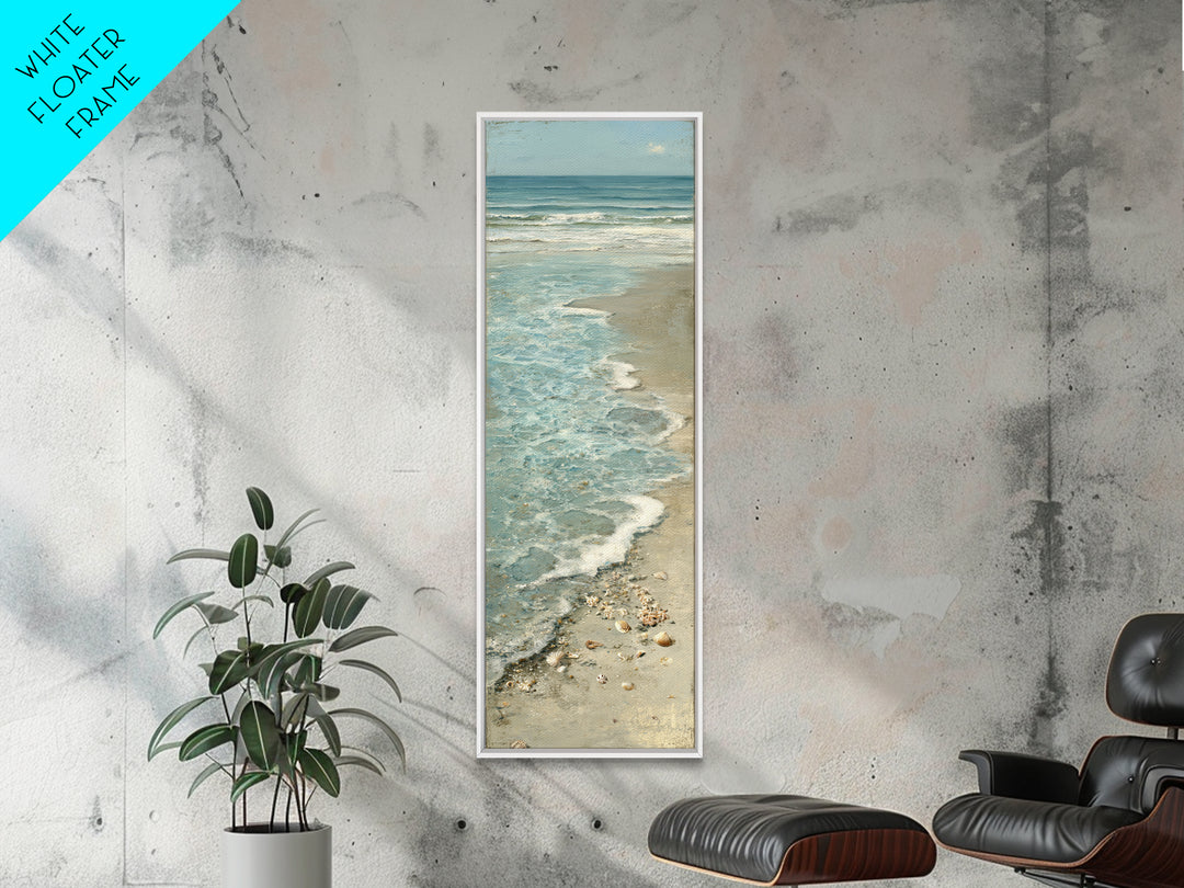 Mediterranean Cove with Clear Water Framed Canvas Print, Beach Art, Statement Artwork, Coastal Decor, Fine Art, Shore, BEA-1x3-8