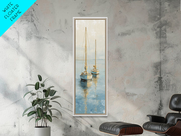 Sunset Sailboat Silhouette on Calm Water Canvas Print, Beach Art, Art Print, Coastal Decor, Oil Painting, Shore, BEA-1x3-90