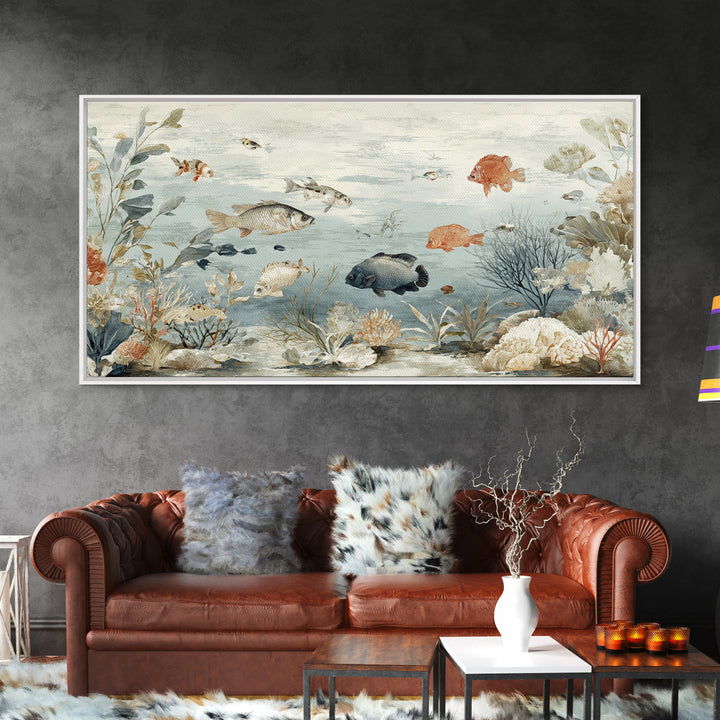 Coral Reef Fish Canvas Print, Beach Art, Contemporary Art, Coastal Decor, Fine Art, Shore, Original Art, Abstract Art, BEA-2x1-54