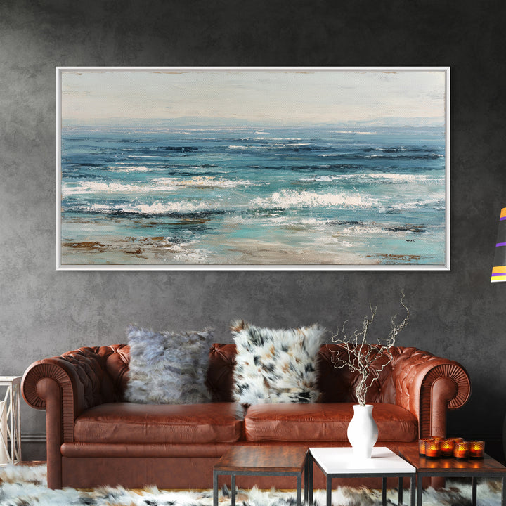 Abstract Ocean Horizon Framed Canvas Print, Beach Art, Wall Art Print, Coastal Decor, Shore, Beach Prints, Gallery Decor, BEA-2x1-84