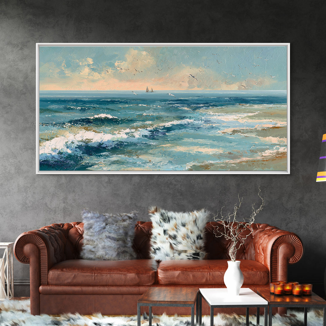 Aerial Turquoise Shoreline Canvas Print, Beach Art, Original Art, Coastal Decor, Fine Art, Shore, Beach Decor, Modern Art, BEA-2x1-93