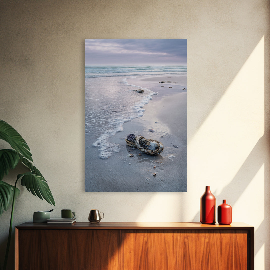 Pink Sunrise Reflected on Wet Sand Framed Canvas Print, Beach Art, Boho Decor, Coastal Decor, Abstract Art, Shore, Art Prints, BEA-2x3-26