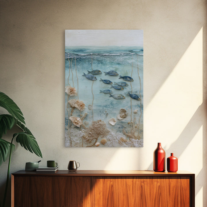 Coral Reef Fish Canvas Print, Beach Art, Home Decor, Coastal Decor, Oil Painting, Shore, Printable Art, Abstract Wall Art, BEA-2x3-66