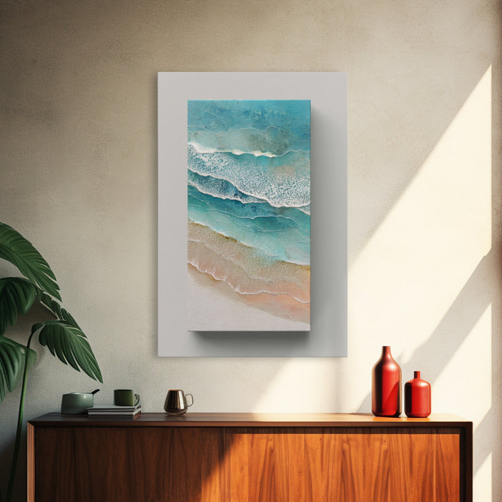 Aerial Turquoise Shoreline Canvas Print, Beach Art, Art, Coastal Decor, Fine Art, Shore, Abstract Wall Art, Whimsical Decor, BEA-2x3-9