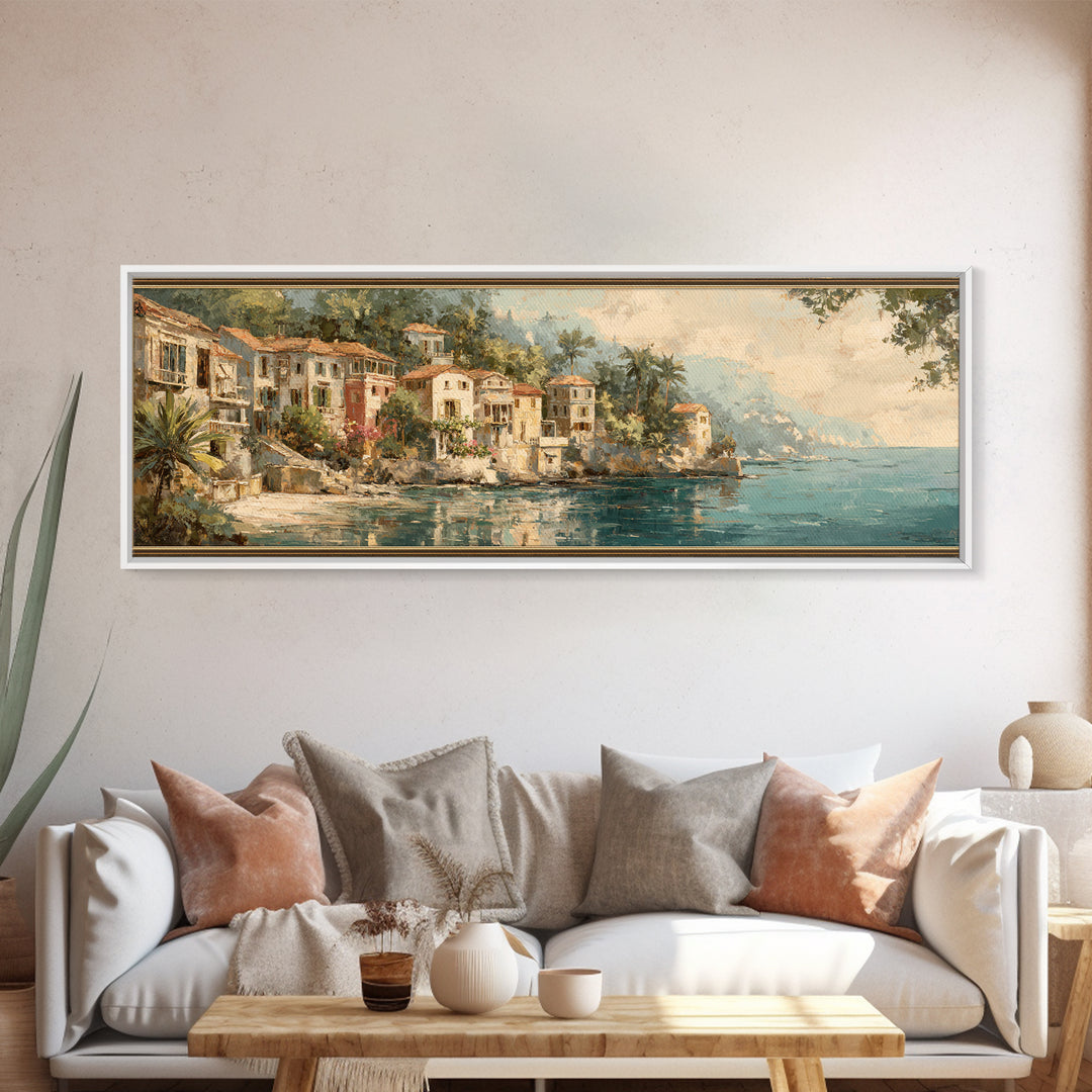 Mediterranean Cove with Clear Water Canvas Print, Beach Art, Beach Prints, Coastal Decor, Fine Art, Shore, Minimalist Decor, BEA-3x1-36
