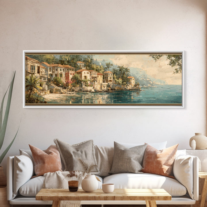 Mediterranean Cove with Clear Water Canvas Print, Beach Art, Beach Prints, Coastal Decor, Fine Art, Shore, Minimalist Decor, BEA-3x1-36