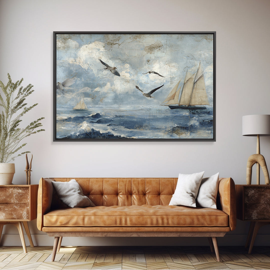 Old Coastal Map Composition Canvas Print, Beach Art, Abstract Art, Coastal Decor, Fine Art, Shore, Modern Art, Beach Wall Art, BEA-3x2-1