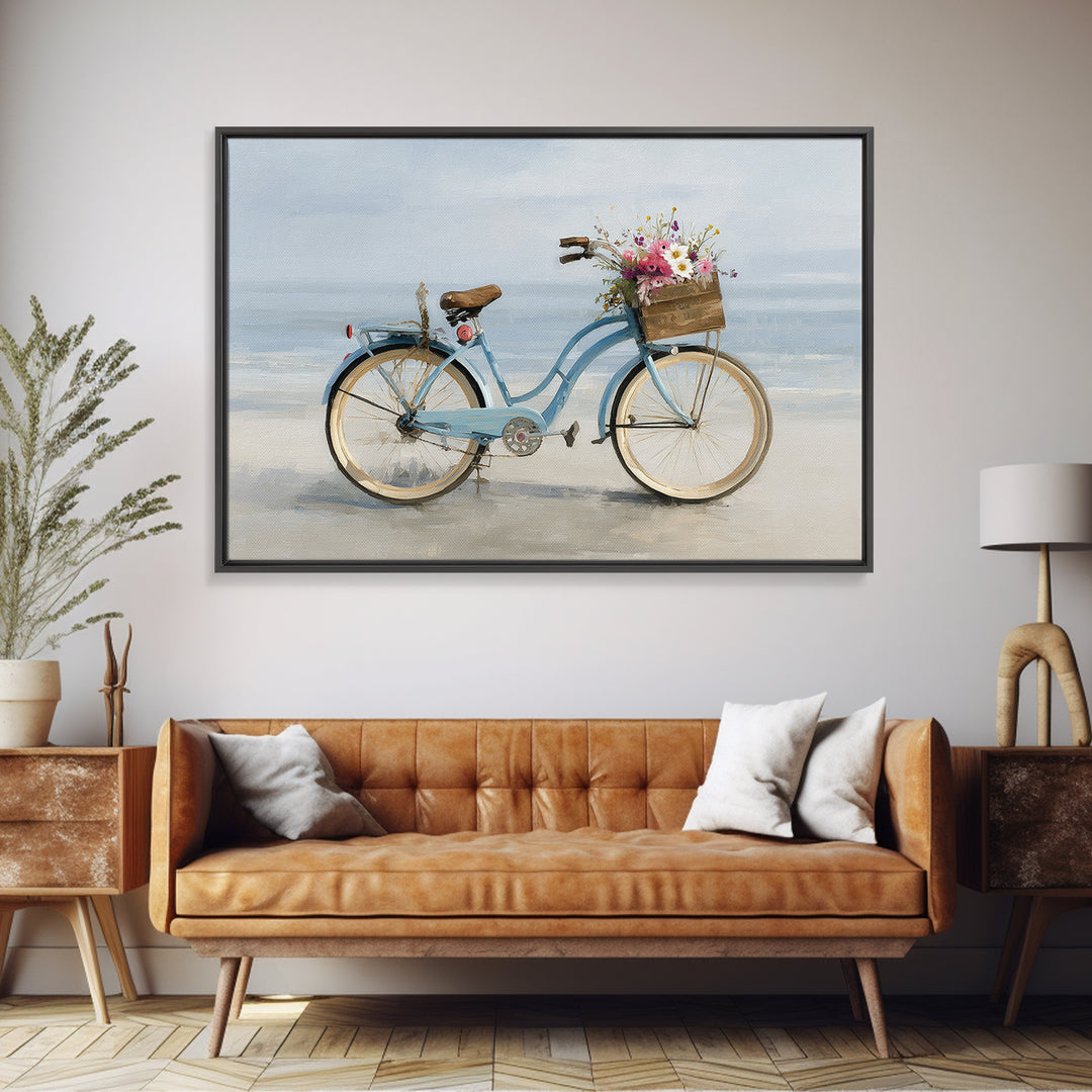 Bright Beach Cruiser Bicycle Canvas Print, Beach Art, Modern Art, Coastal Decor, Oil Painting, Shore, Luxury Decor, Art Print, BEA-3x2-51