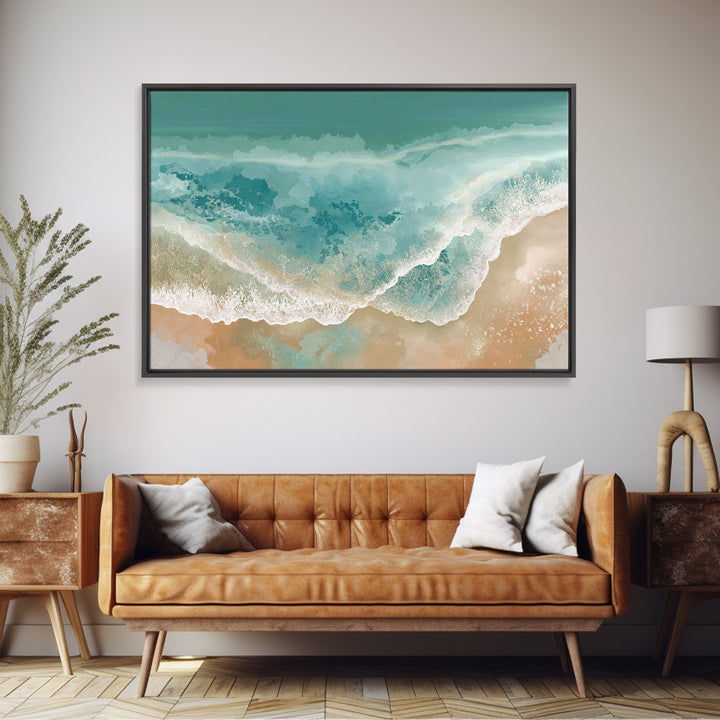 Aerial Turquoise Shoreline Canvas Print, Beach Art, Modern Art, Coastal Decor, Fine Art, Shore, Luxury Decor, Art Print, BEA-3x2-53