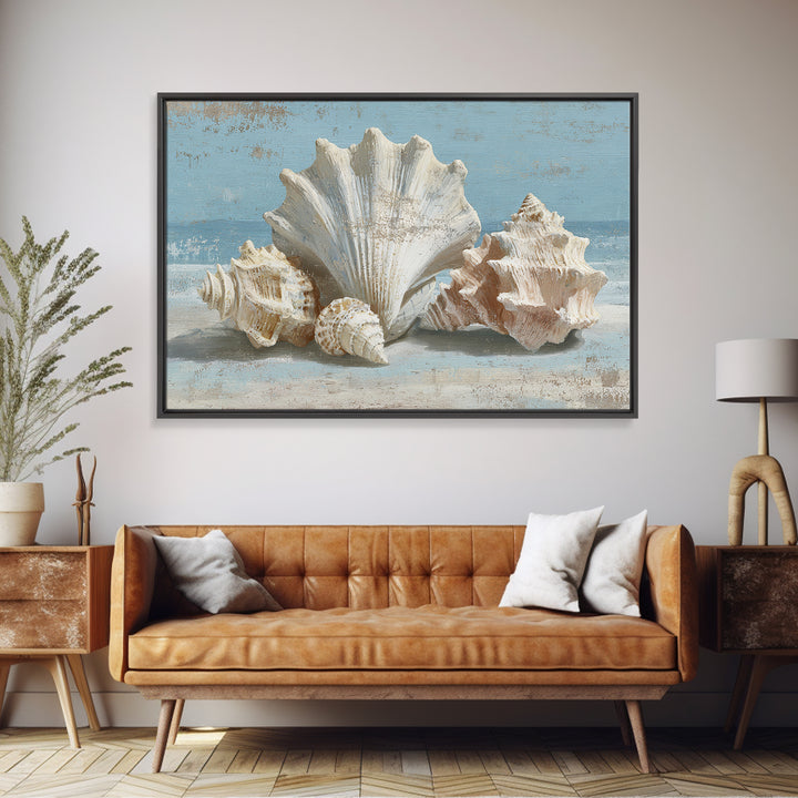 Seashell Collection Painted Like Natural Specimens Canvas Print, Beach Art, Whimsical Art, Coastal Decor, Fine Art, Shore, BEA-3x2-56