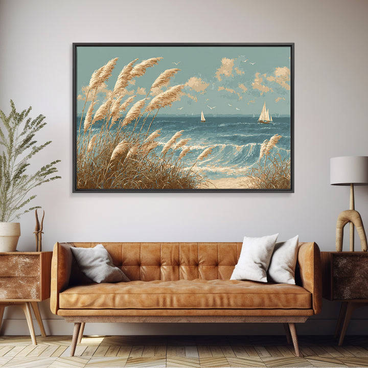 Sea Oats Swaying Framed Canvas Print, Beach Art, Beach Wall Art, Coastal Decor, Fine Art, Shore, Art Print, Room Decor, BEA-3x2-81