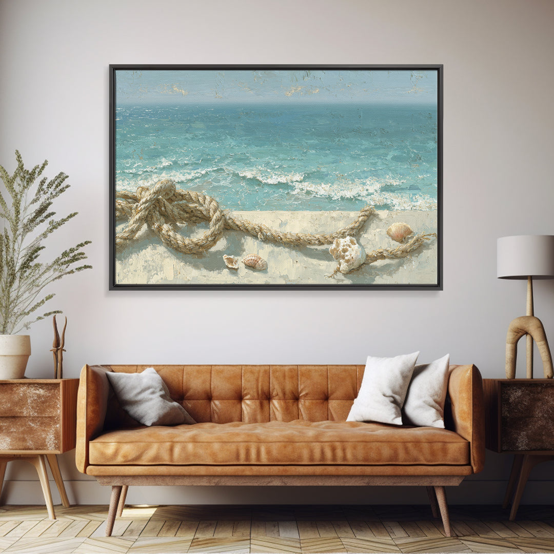 Mediterranean Cove with Clear Water Framed Canvas Print, Beach Art, Art Print, Coastal Decor, Fine Art, Shore, BEA-3x2-96