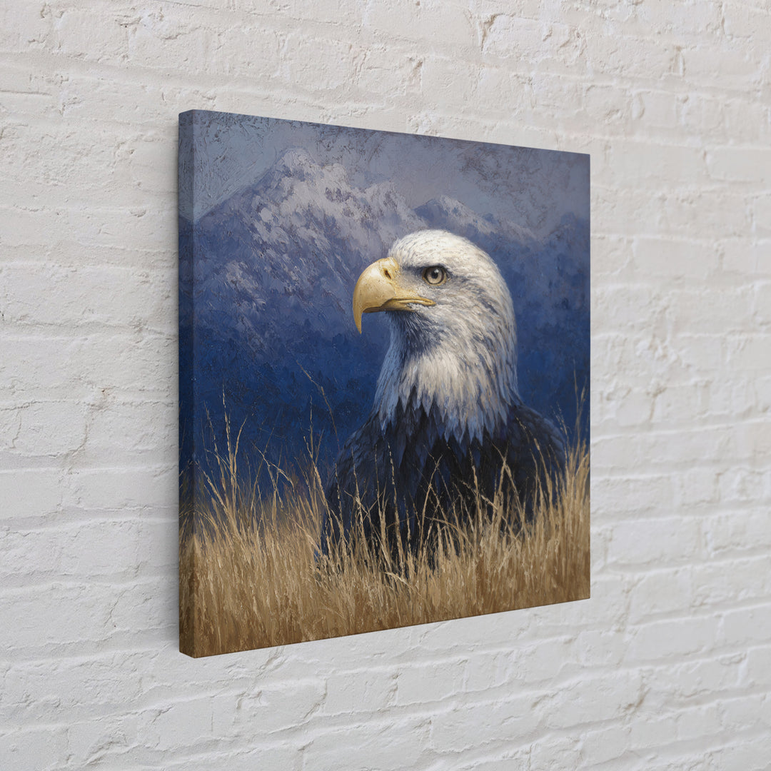 Eagle Portrait with Dramatic Mountain Wind Canvas Print, Bird Art, Printable Art, Living Room Decor, Fine Art, Flight, BIR-1x1-36