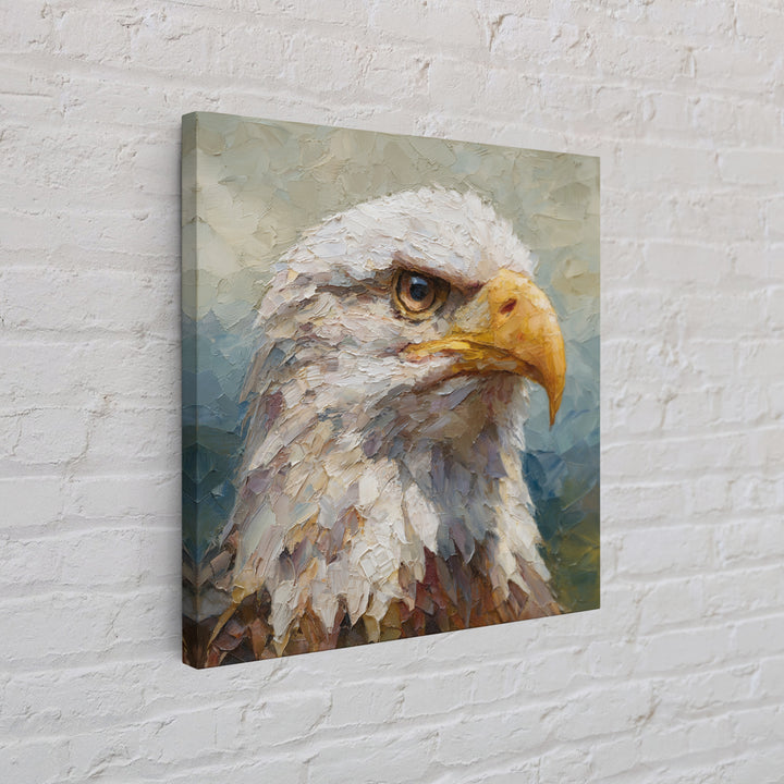 Eagle Portrait with Dramatic Mountain Wind Framed Canvas Print, Bird Art, Bird Wall Art, Living Room Decor, Fine Art, Flight, BIR-1x1-84