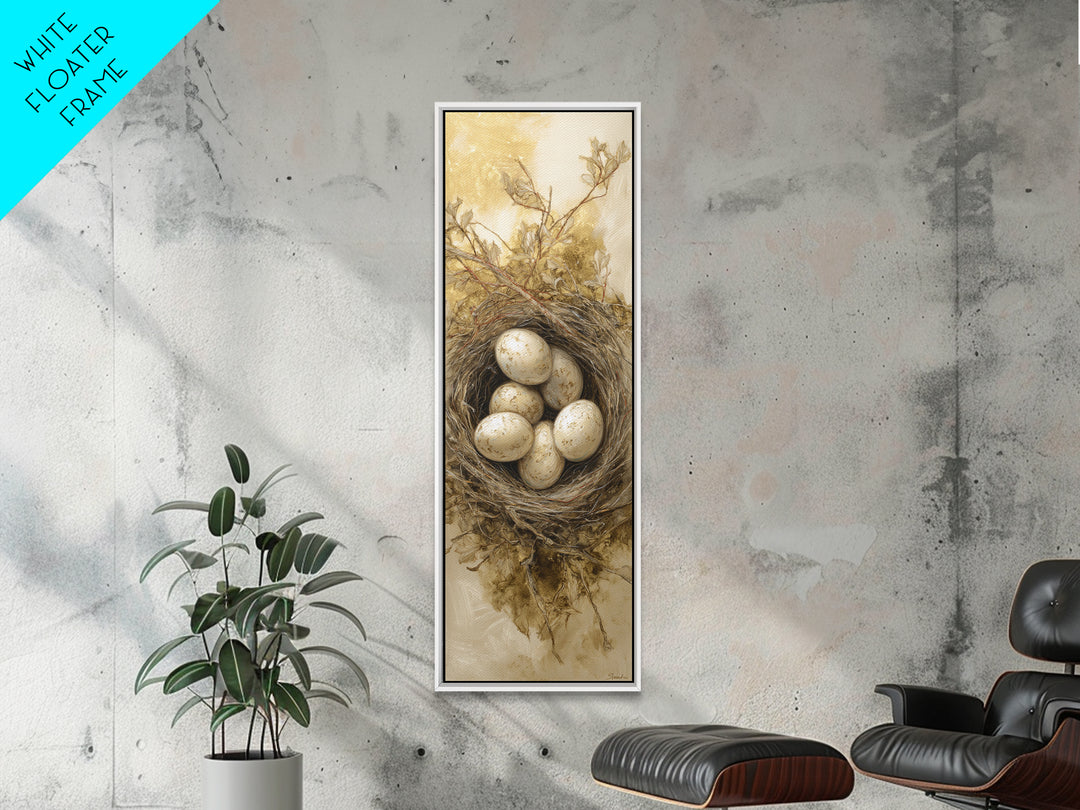 Bird Nest with Eggs and Delicate Twigs Canvas Print, Bird Art, Mcm Decor, Living Room Decor, Fine Art, Flight, Neutral Decor, BIR-1x3-10