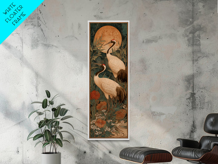 Pair of Cranes Dancing Canvas Print, Bird Art, Original Art, Living Room Decor, Fine Art, Flight, Mcm Decor, Bird Prints, BIR-1x3-39