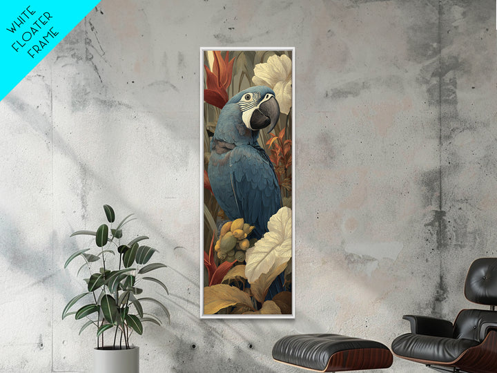 Parrot Among Tropical Leaves and Fruit Canvas Print, Bird Art, Bird Wall Art, Living Room Decor, Fine Art, Flight, Art Print, BIR-1x3-49