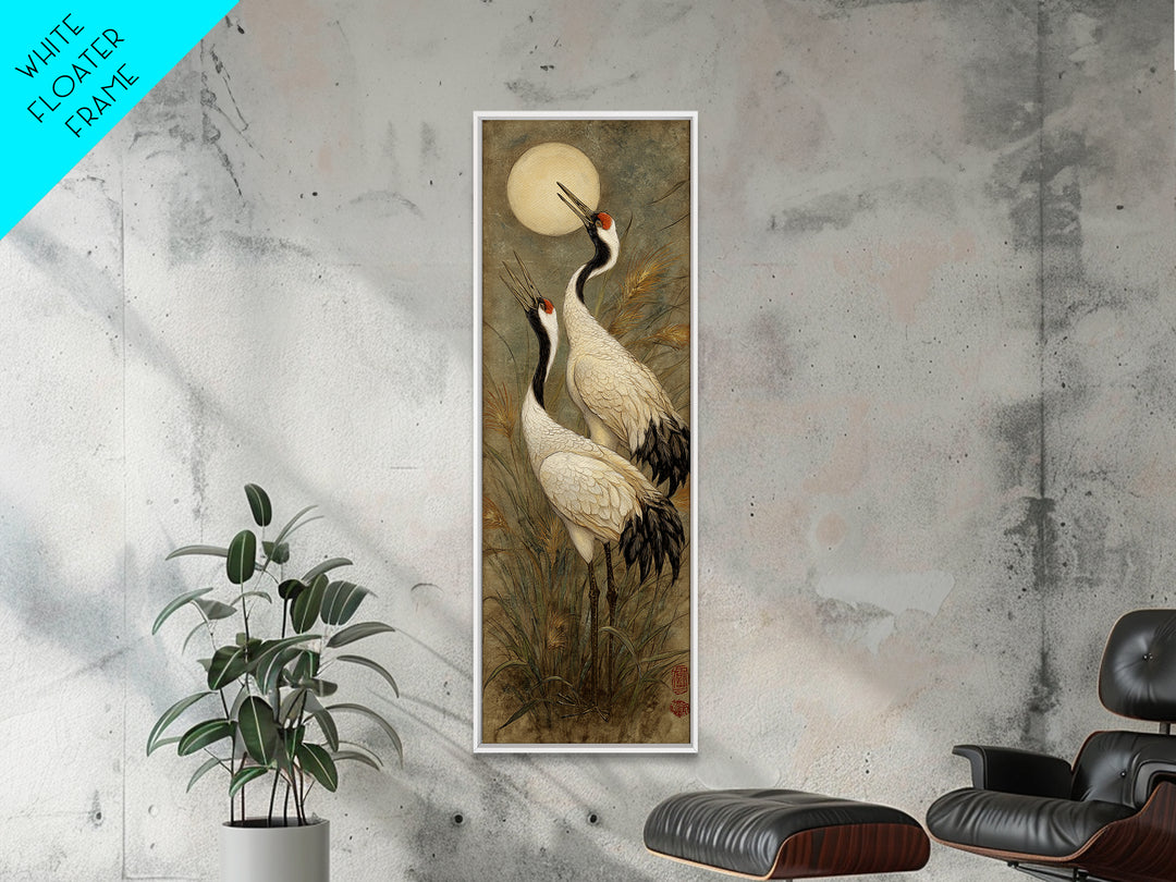 Pair of Cranes Dancing Canvas Print, Bird Art, Gallery Wall, Living Room Decor, Oil Painting, Flight, Gallery Decor, BIR-1x3-63