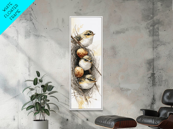 Bird Nest with Eggs and Delicate Twigs Canvas Print, Bird Art, Gallery Decor, Living Room Decor, Oil Painting, Flight, BIR-1x3-82